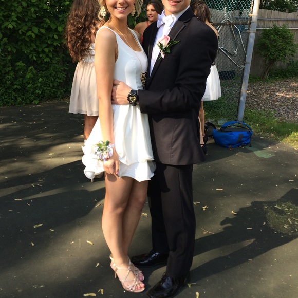 White Ruffled Mini Dress - Picture 3 of 6